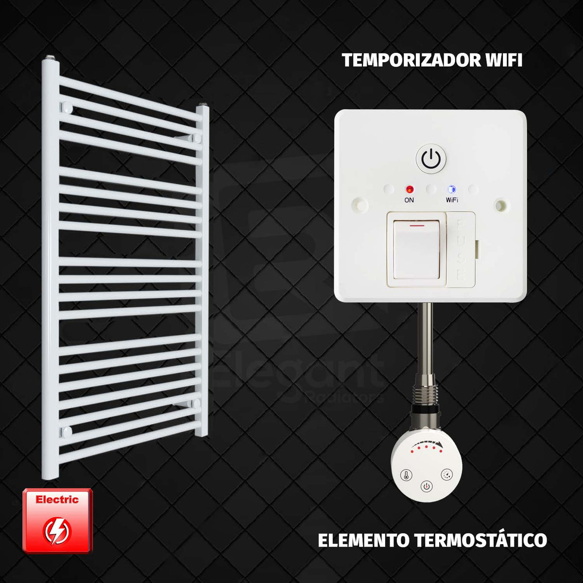 Radiador Toallero Eléctrico Blanco de 700 mm de Ancho