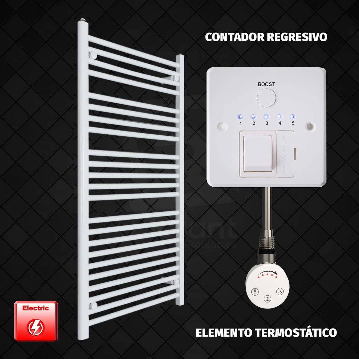 Radiador Toallero Eléctrico Blanco de 700 mm de Ancho