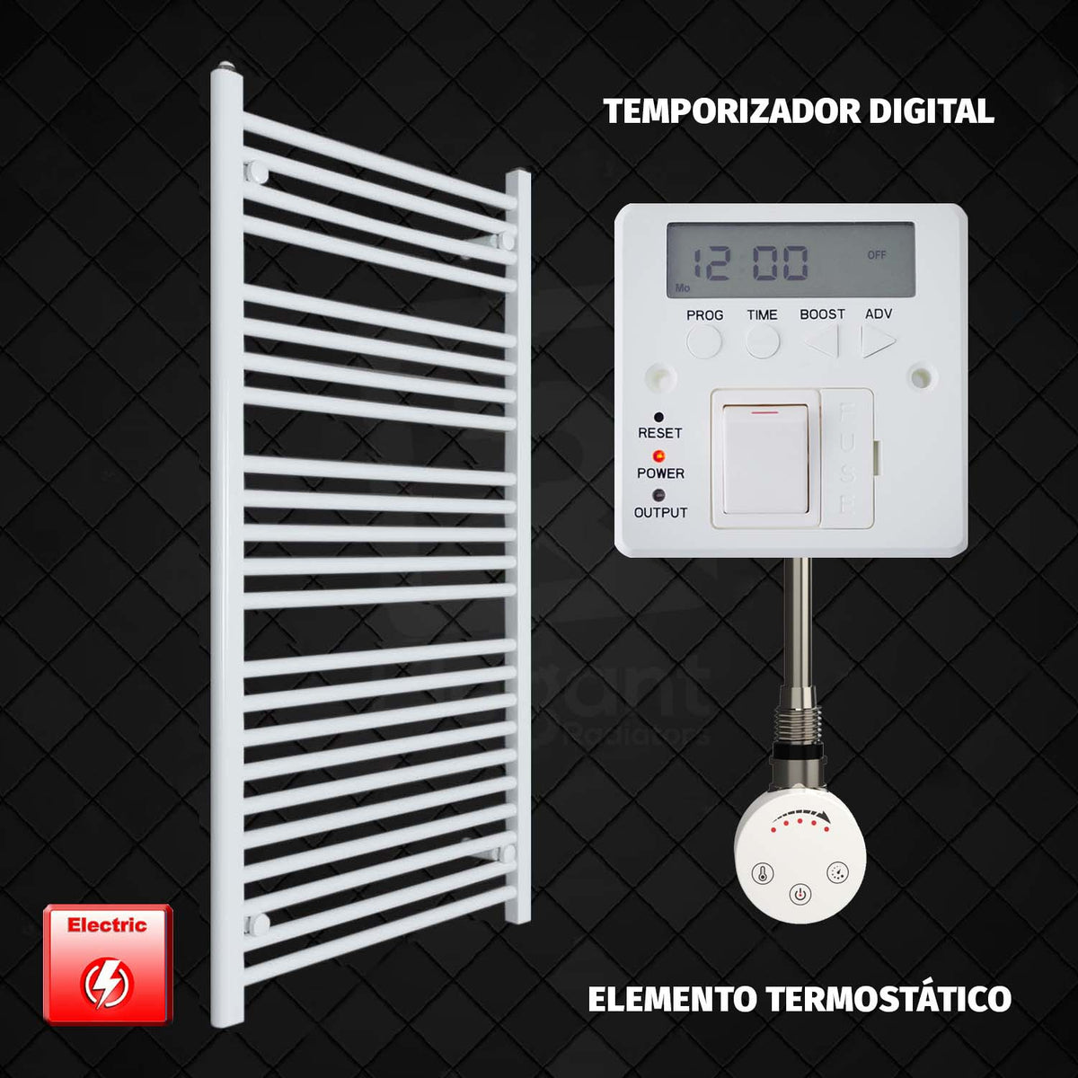 Radiador Toallero Eléctrico Blanco de 700 mm de Ancho