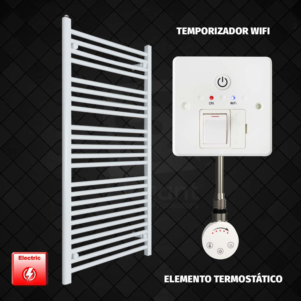 Radiador Toallero Eléctrico Blanco de 700 mm de Ancho