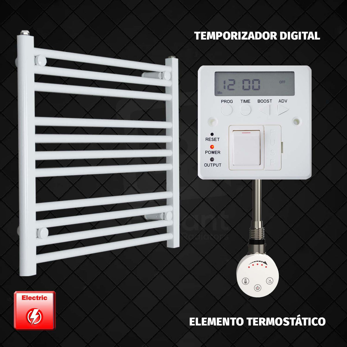 Radiador Toallero Eléctrico Blanco de 700 mm de Ancho