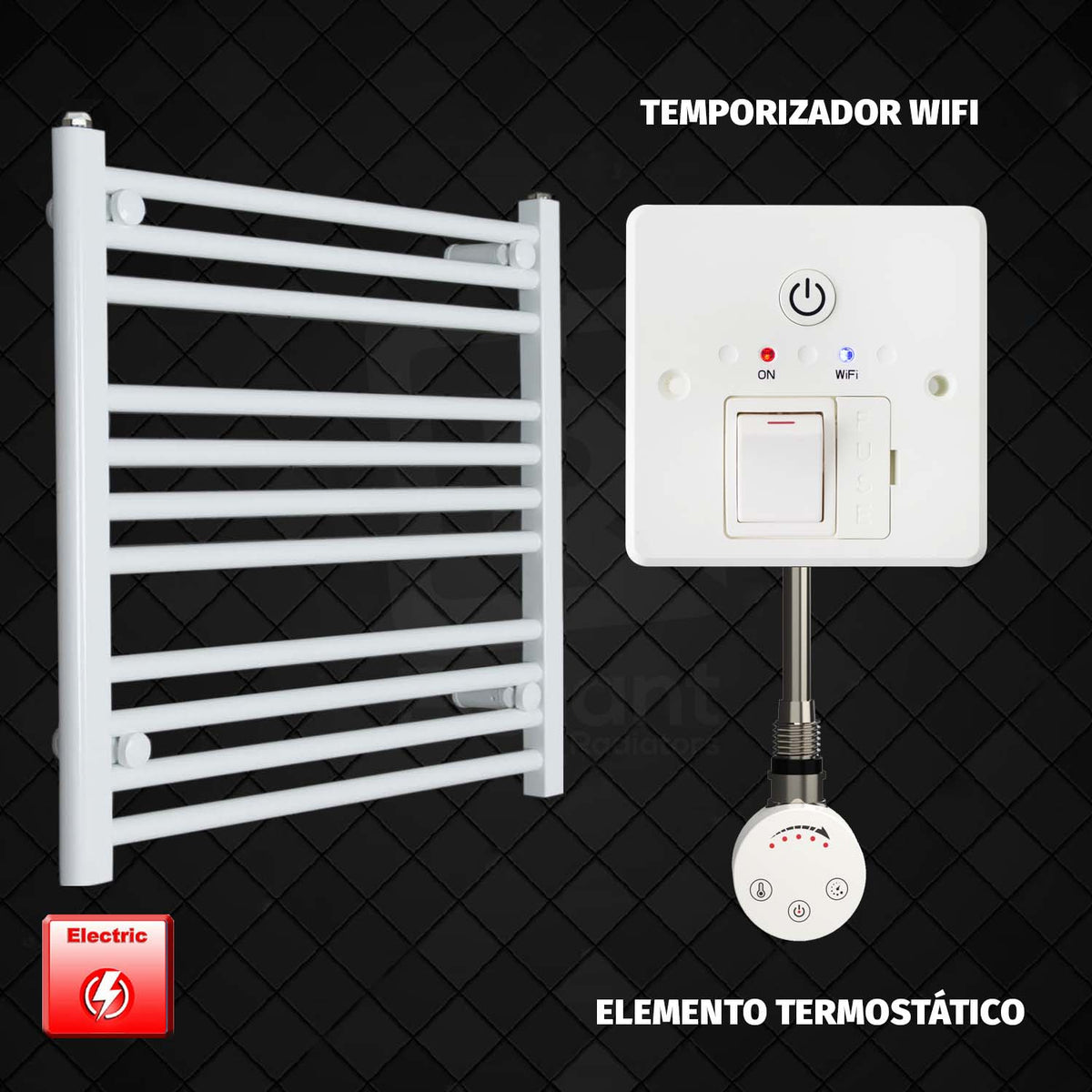 Radiador Toallero Eléctrico Blanco de 700 mm de Ancho