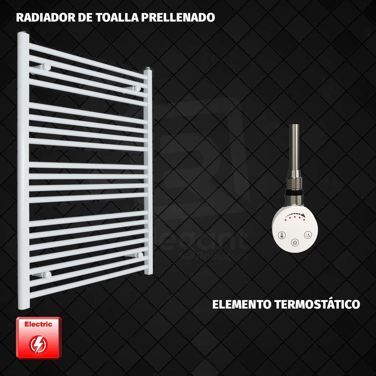 Radiador Toallero Eléctrico Blanco de 800 mm de Ancho