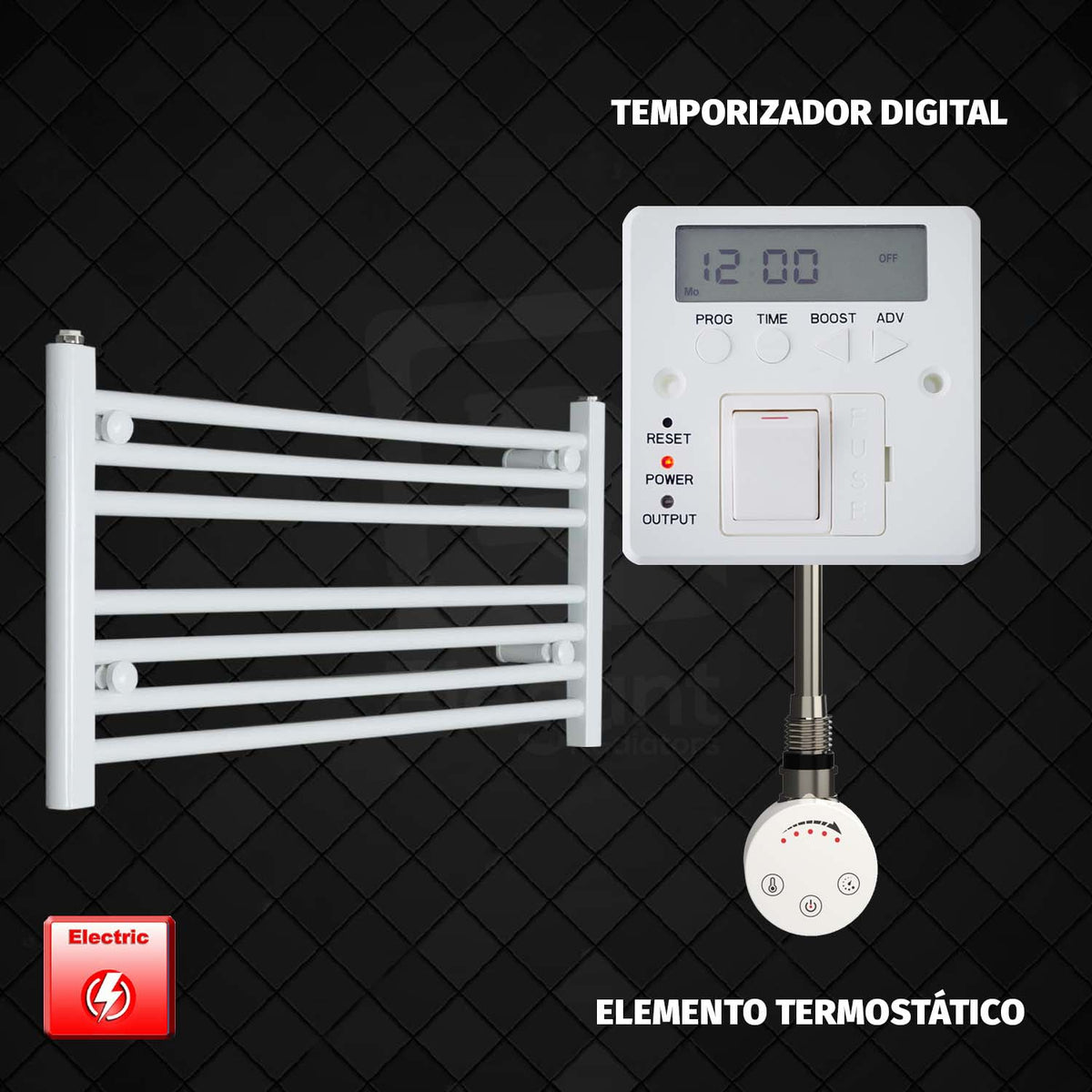 Radiador Toallero Eléctrico Blanco de 800 mm de Ancho