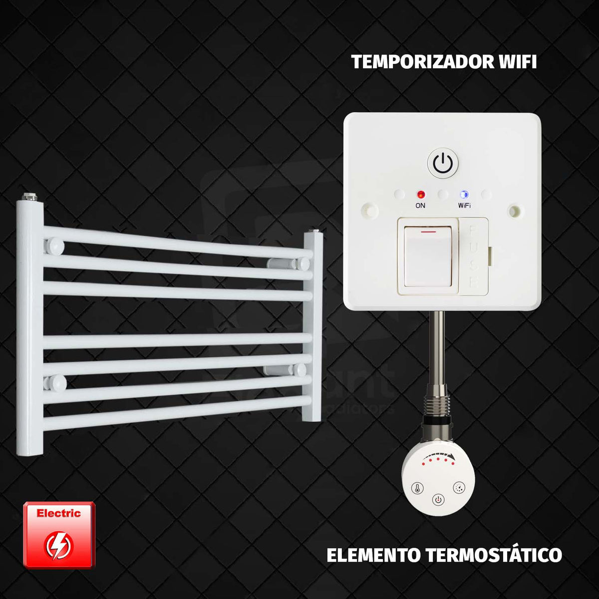 Radiador Toallero Eléctrico Blanco de 800 mm de Ancho