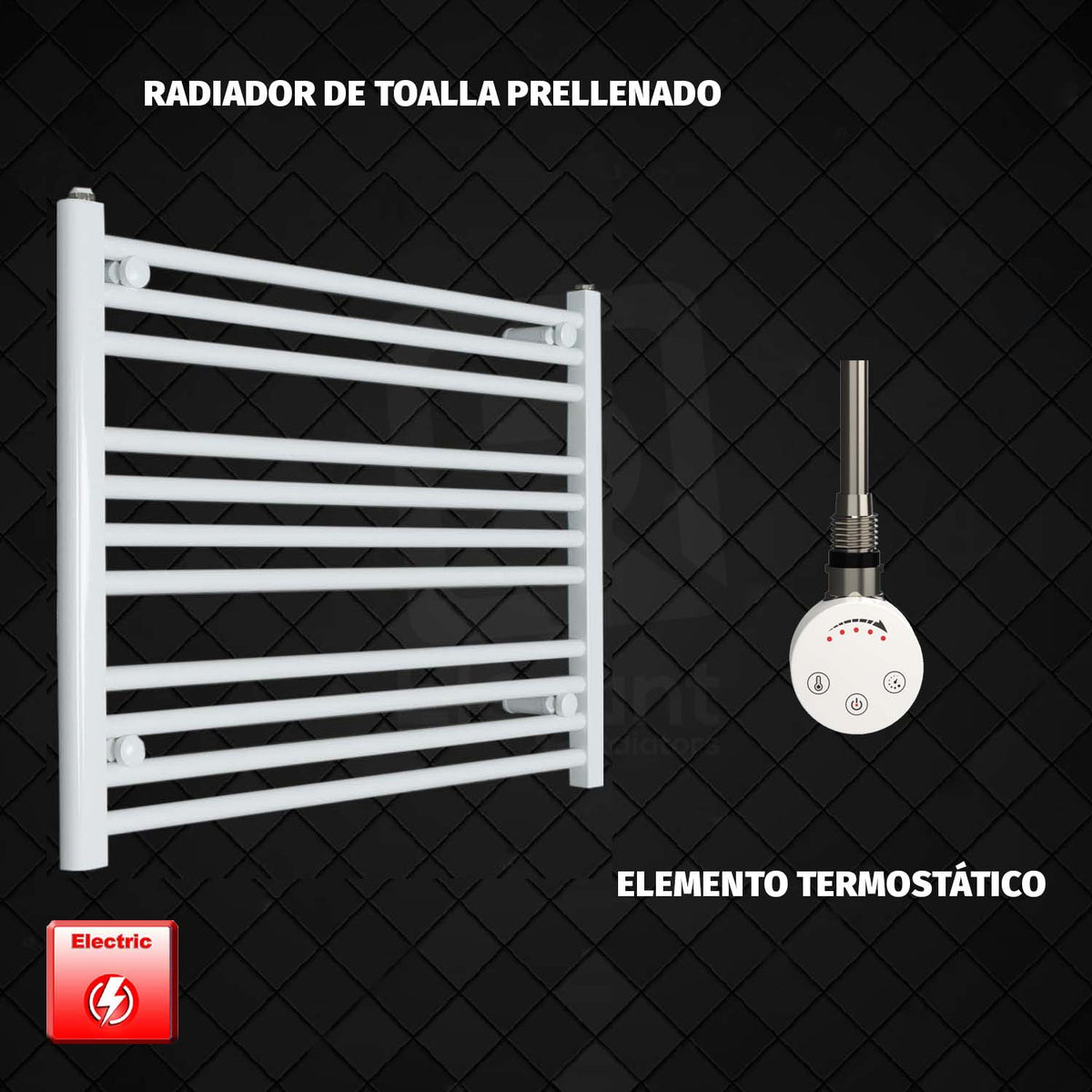 Radiador Toallero Eléctrico Blanco de 800 mm de Ancho