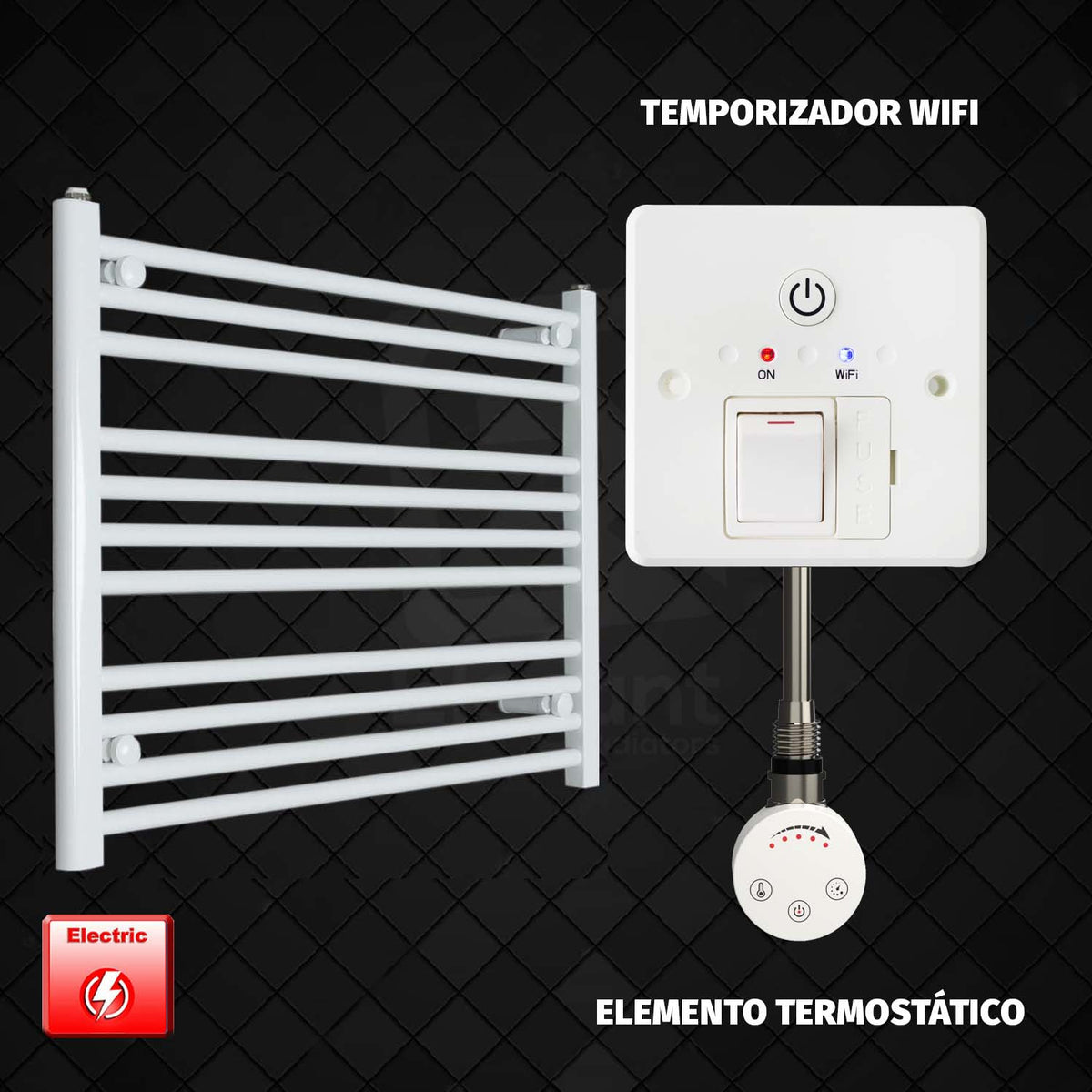 Radiador Toallero Eléctrico Blanco de 800 mm de Ancho