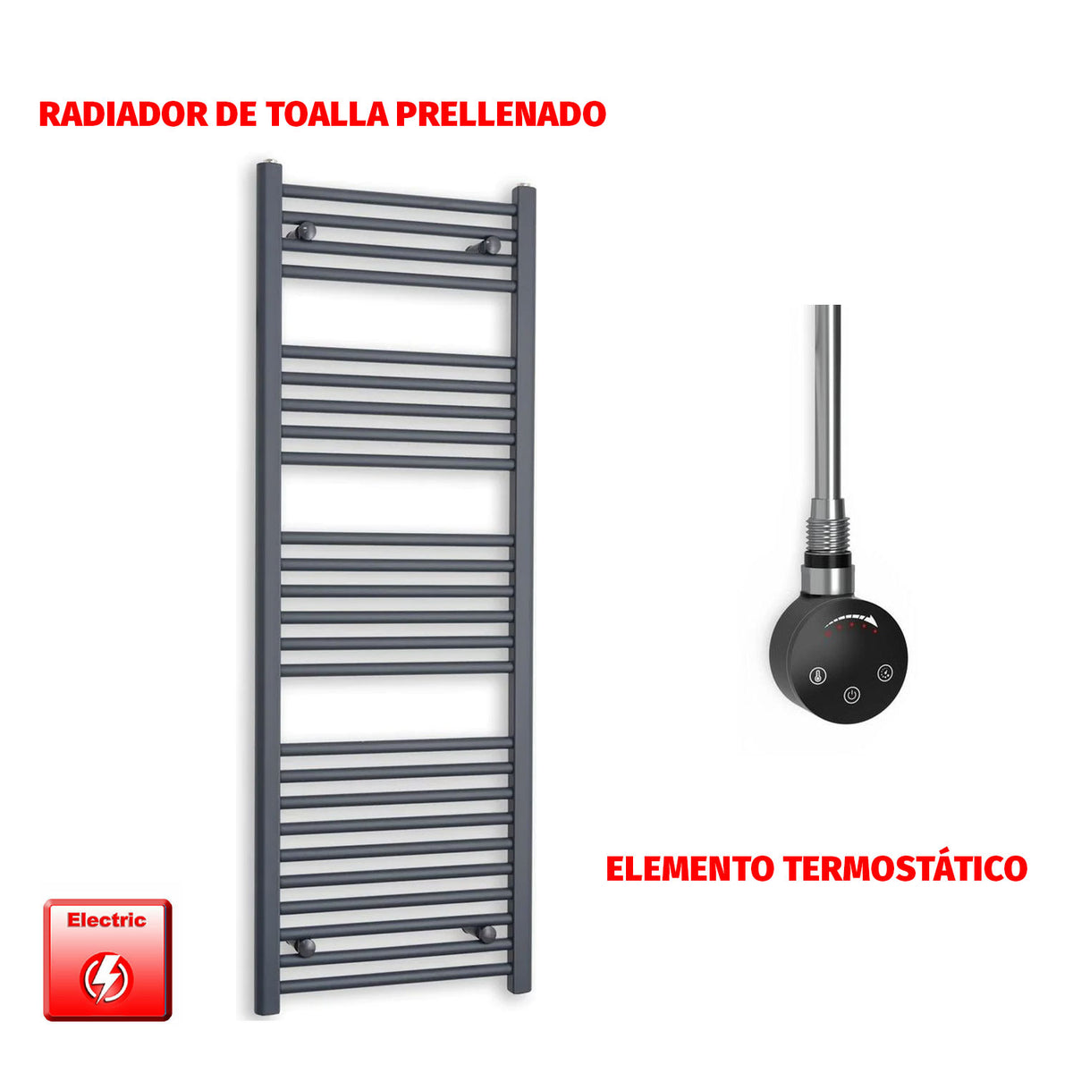 Radiador Toallero Eléctrico Anthracite 500mm Ancho - Precargado